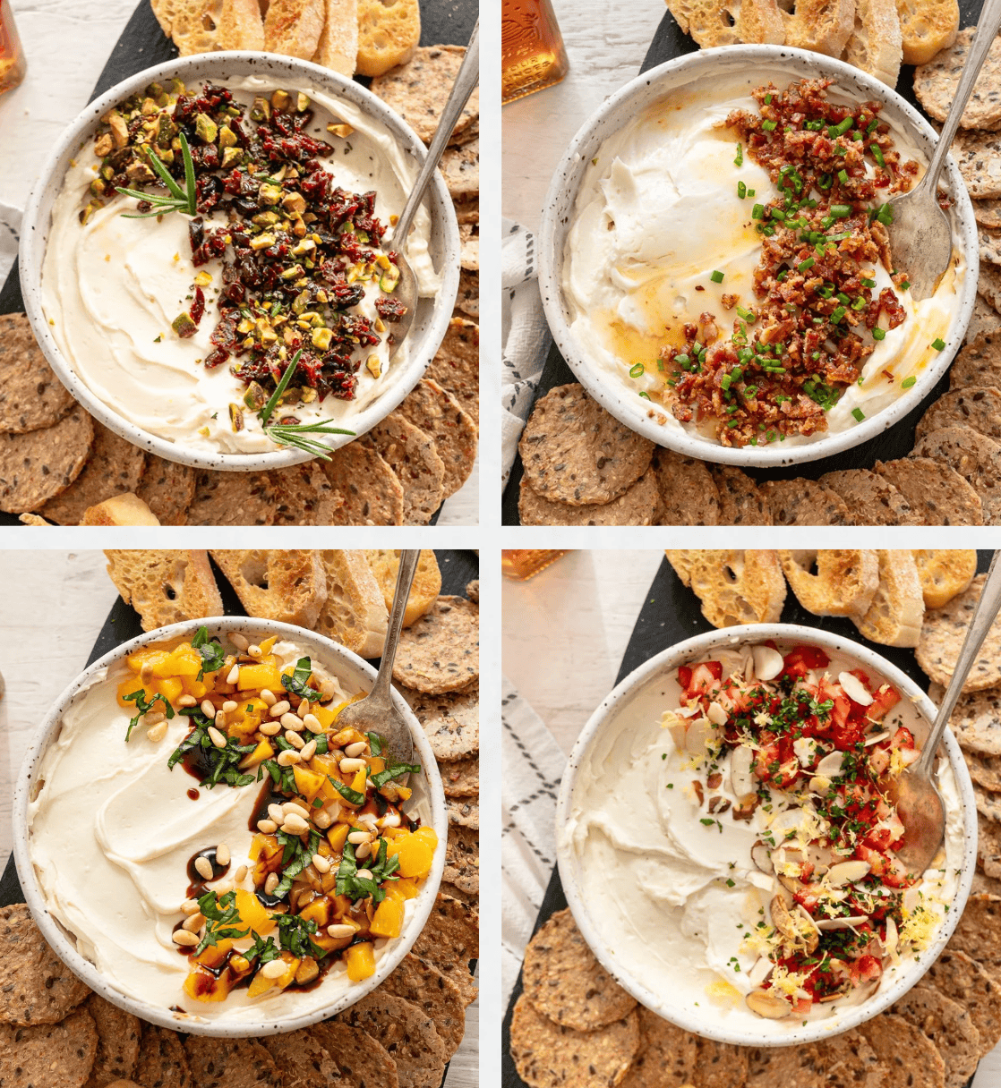 Honey Whipped Goat Cheese Dip (4 Ways)